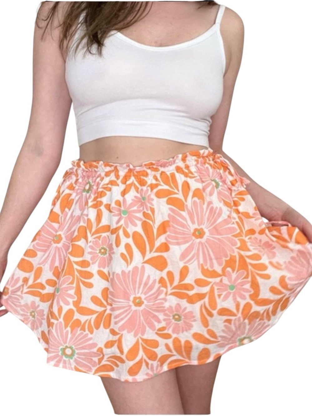 Aerie Floral Print Mini Skirt NWT L Citrus Flower Garden 🌺